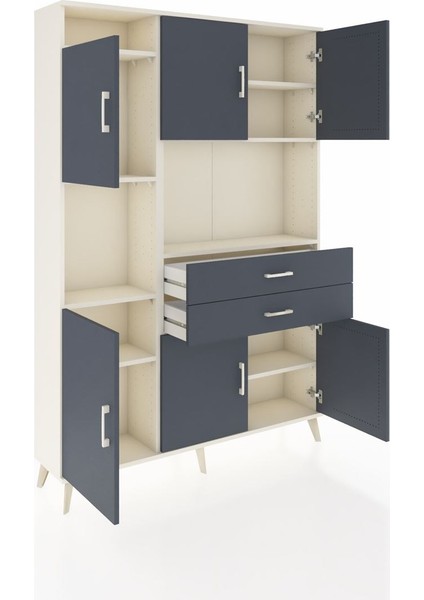 Arges Dolap 8 Raflı 2 Çekmeceli 6 Kapaklı 132X30X195 Aytaşı-Antrasit/antrasit indirimleri