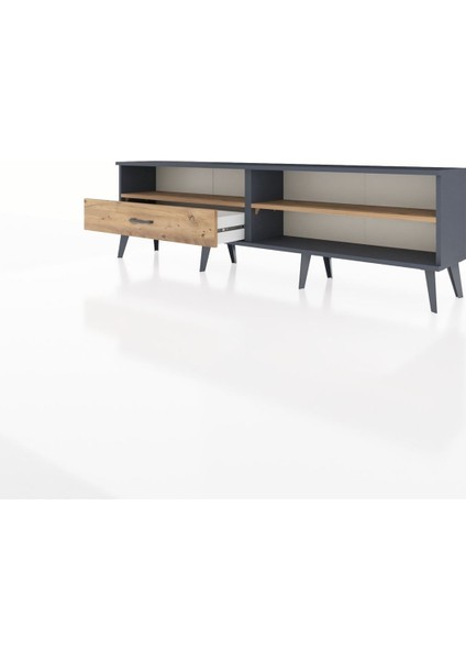 Arges Tv Ünitesi 2 Raflı Tek Çekmeceli 176X30X51 Antrasit-Çam/çam modelleri