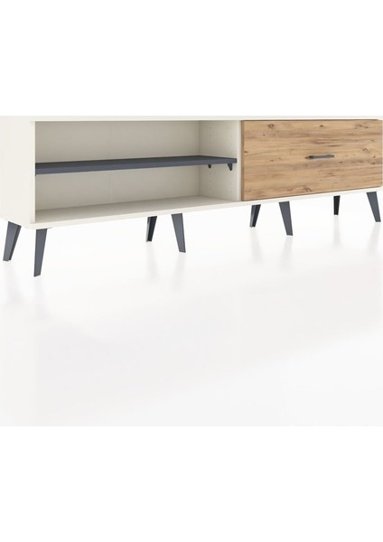 Arges Tv Ünitesi Tek Raflı Tek Çekmeceli 176X30X51 Aytaşı-Antrasit/çam fiyatları