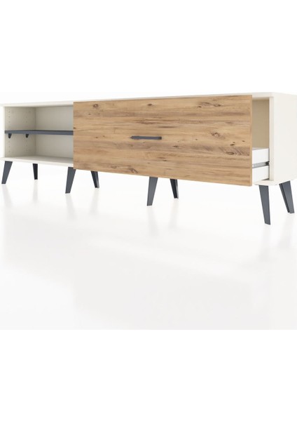 Arges Tv Ünitesi Tek Raflı Tek Çekmeceli 176X30X51 Aytaşı-Antrasit/çam fırsatları