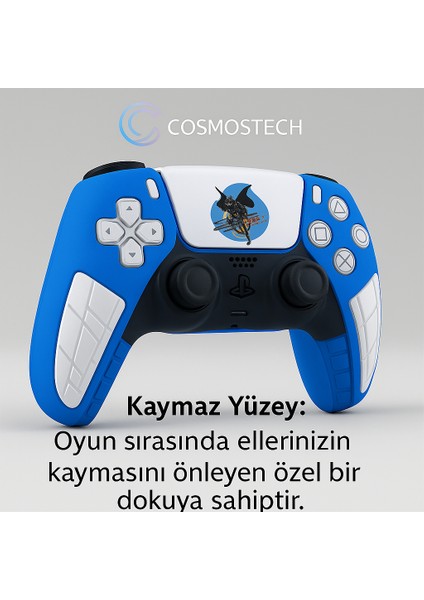 Ps5 Dualsense Joystick Koruyucu Silikon Kılıf Mavi-Beyaz – Yüksek Kaliteli, Esnek, Şık Mavi Beyaz Desenli Kaplama fırsatları