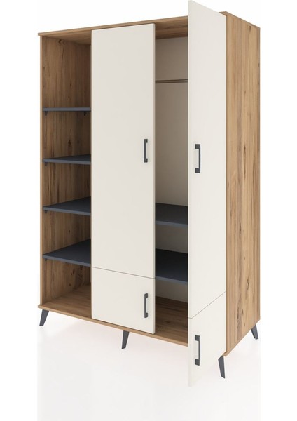 Kronos Dolap 6 Raflı 4 Kapaklı Tek Askılı 132X59X195 Çam-Aytaşı/antrasit modelleri