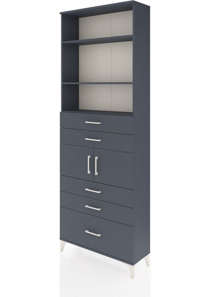 Arges Dolap 4 Raflı 5 Çekmeceli 2 Kapaklı 88X30X243 Antrasit-Antrasit modelleri