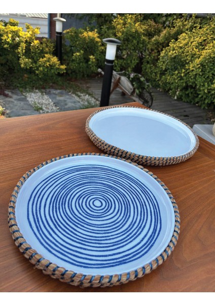 Rustik Tarz Hasır Görünümlü 2’li Servis Sunum Seti – Leke Tutmaz, El Yapımı Dekoratif Sofra Takımı fiyatları