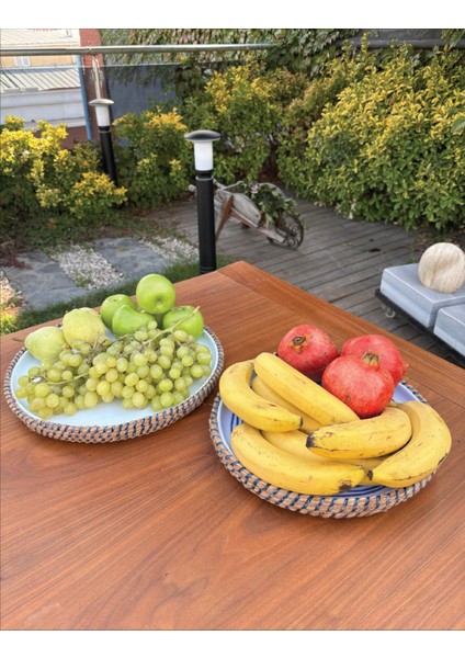 Rustik Tarz Hasır Görünümlü 2’li Servis Sunum Seti – Leke Tutmaz, El Yapımı Dekoratif Sofra Takımı modelleri