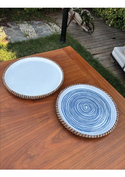 Rustik Tarz Hasır Görünümlü 2’li Servis Sunum Seti – Leke Tutmaz, El Yapımı Dekoratif Sofra Takımı fırsatları