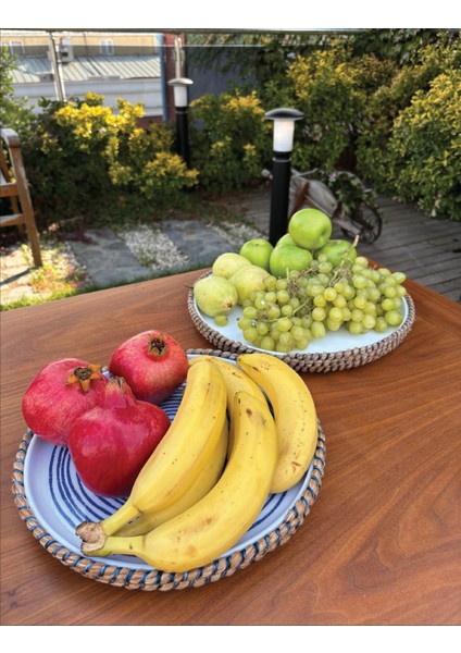 Rustik Tarz Hasır Görünümlü 2’li Servis Sunum Seti – Leke Tutmaz, El Yapımı Dekoratif Sofra Takımı indirimleri