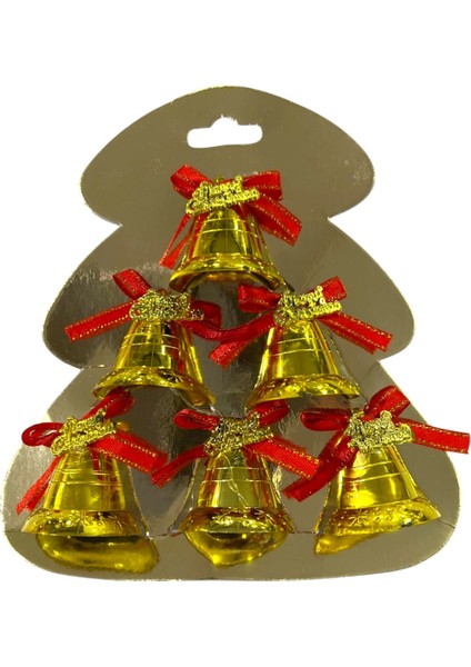 Yılbaşı Süsü Dekoratif Çan Ağaç Süsleme Çanı 6 Lı 3 Asorti 3,5x3 cm