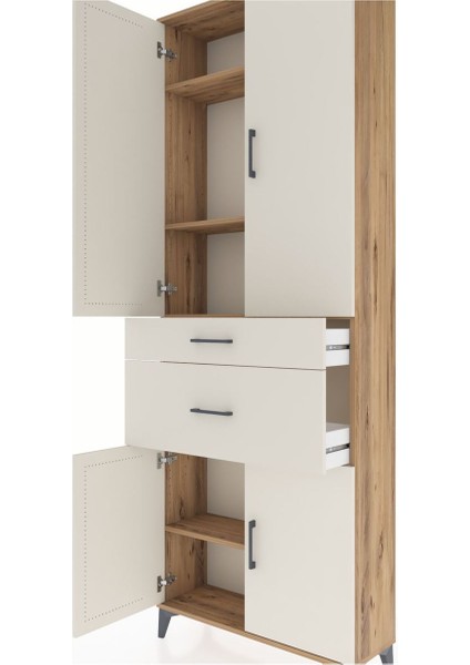 Arges Dolap 4 Raflı 2 Çekmeceli 4 Kapaklı 88X30X243 Çam-Aytaşı indirimleri