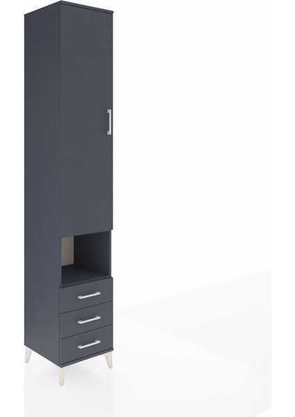 Hyperion Dolap 3 Raflı 3 Çekmeceli Tek Kapaklı 44X44X243 Antrasit-Antrasit fiyatları