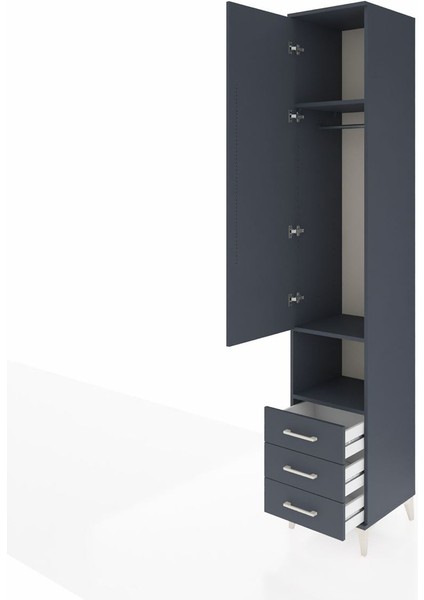 Hyperion Dolap 3 Raflı 3 Çekmeceli Tek Kapaklı 44X44X243 Antrasit-Antrasit fırsatları