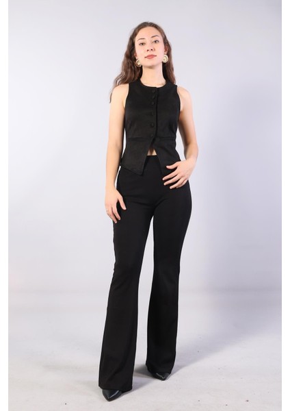 6435 Kaplama Düğmeli Süet Yelek indirimleri