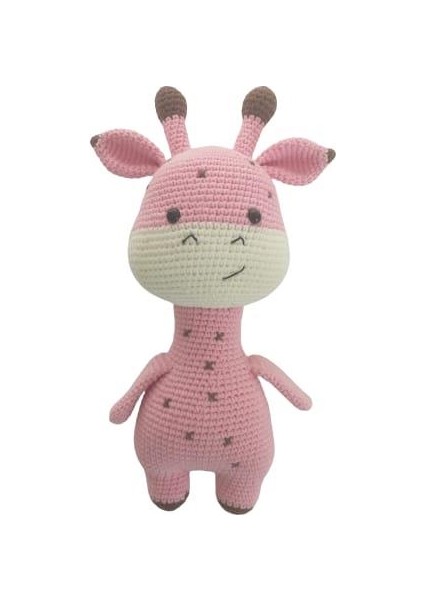 Pembe Sevimli Zürafa Uyku Arkadaşı Amigurumi Organik Oyuncak