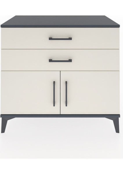 Hyperion Şifonyer Tek Raflı 2 Çekmeceli 2 Kapaklı 88X44X80 Antrasit-Aytaşı