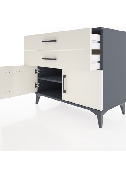 Hyperion Şifonyer Tek Raflı 2 Çekmeceli 2 Kapaklı 88X44X80 Antrasit-Aytaşı fırsatları