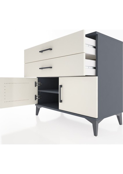 Hyperion Şifonyer Tek Raflı 2 Çekmeceli 2 Kapaklı 88X44X80 Antrasit-Aytaşı indirimleri