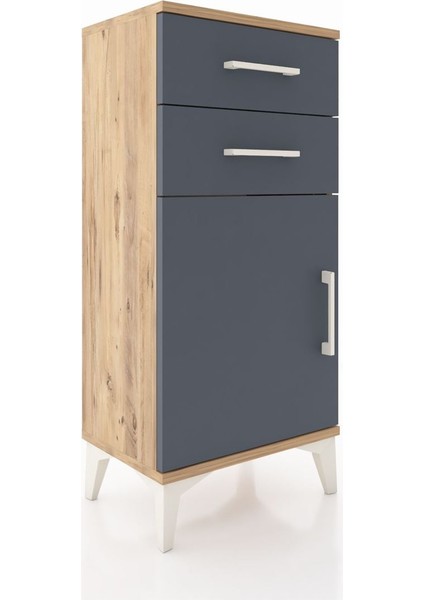 Arges Komodin Tek Raflı 2 Çekmeceli Tek Kapaklı 44X30X96 Çam-Antrasit fiyatları