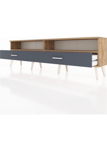 Arges Tv Ünitesi 2 Raflı 2 Çekmeceli 176X30X51 Çam-Çam/antrasit fırsatları