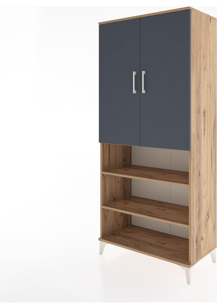 Hyperion Dolap 4 Raflı 2 Kapaklı Tek Askılı 88X44X195 Çam-Antrasit modelleri