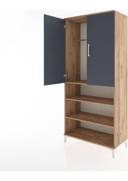 Hyperion Dolap 4 Raflı 2 Kapaklı Tek Askılı 88X44X195 Çam-Antrasit fırsatları