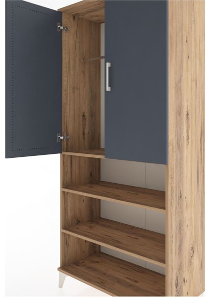 Hyperion Dolap 4 Raflı 2 Kapaklı Tek Askılı 88X44X195 Çam-Antrasit indirimleri