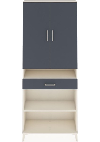 Arges Dolap 5 Raflı Tek Çekmeceli 2 Kapaklı 88X30X221 Aytaşı-Antrasit