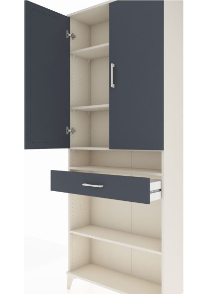 Arges Dolap 5 Raflı Tek Çekmeceli 2 Kapaklı 88X30X221 Aytaşı-Antrasit indirimleri