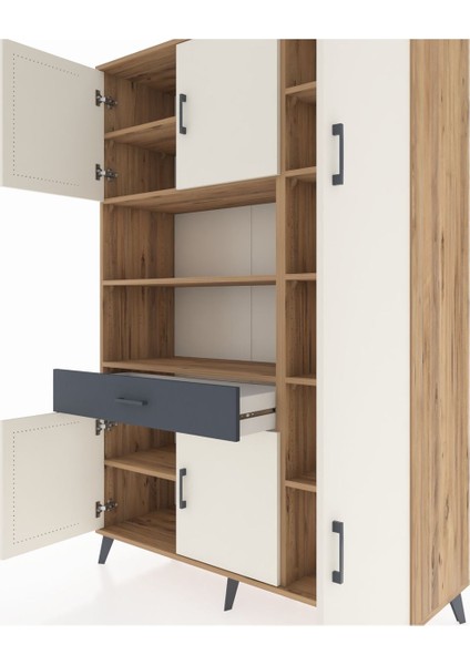 Hyperion Dolap 10 Raflı Tek Çekmeceli 6 Kapaklı 132X44X195 Çam-Aytaşı/antrasit fırsatları