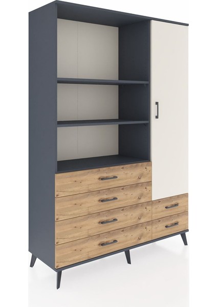 Hyperion Dolap 7 Raflı 6 Çekmeceli Tek Kapaklı 132X44X195 Antrasit-Aytaşı/çam fiyatları