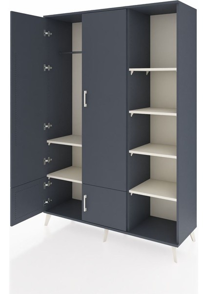 Hyperion Dolap 6 Raflı 4 Kapaklı Tek Askılı 132X44X195 Antrasit-Antrasit/aytaşı modelleri