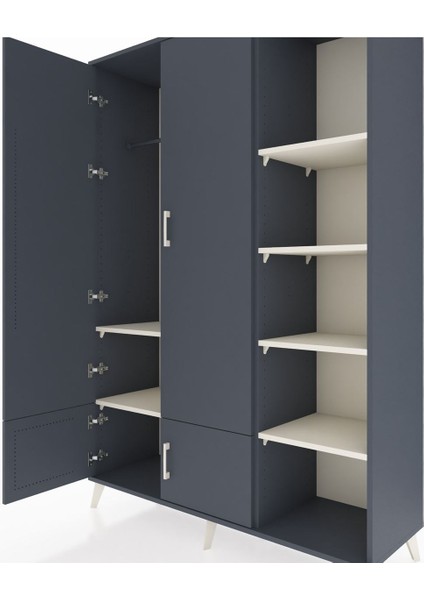 Hyperion Dolap 6 Raflı 4 Kapaklı Tek Askılı 132X44X195 Antrasit-Antrasit/aytaşı fırsatları