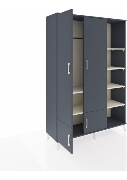 Hyperion Dolap 6 Raflı 4 Kapaklı Tek Askılı 132X44X195 Antrasit-Antrasit/aytaşı indirimleri