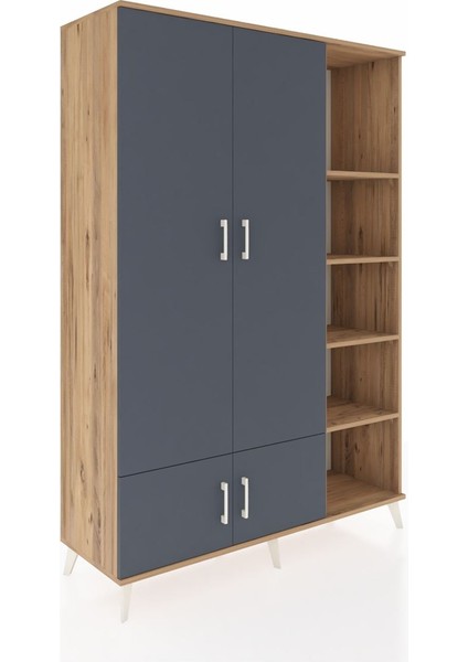 Hyperion Dolap 6 Raflı 4 Kapaklı Tek Askılı 132X44X195 Çam-Antrasit/çam fiyatları