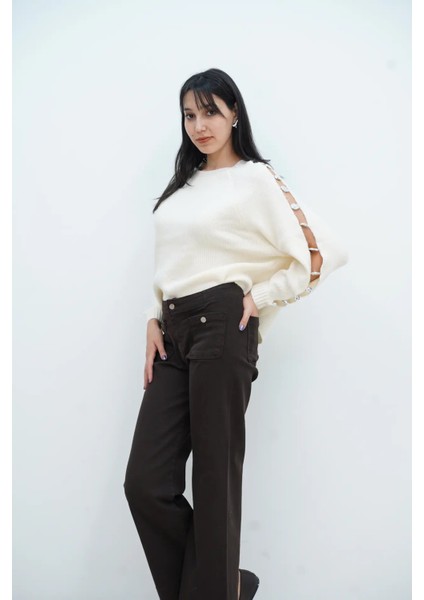 Kollar Düğmeli Bisiklet Yaka Kazak modelleri