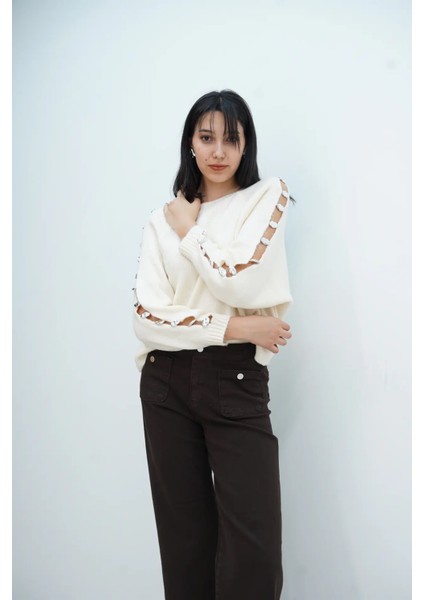 Kollar Düğmeli Bisiklet Yaka Kazak indirimleri