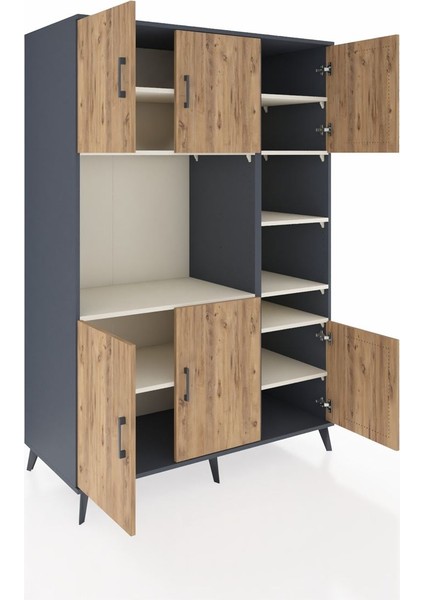 Kronos Dolap 10 Raflı 6 Kapaklı 132X59X195 Antrasit-Çam/aytaşı indirimleri