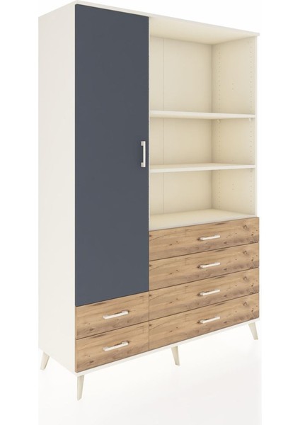 Hyperion Dolap 7 Raflı 6 Çekmeceli Tek Kapaklı 132X44X195 Aytaşı-Antrasit/çam fiyatları