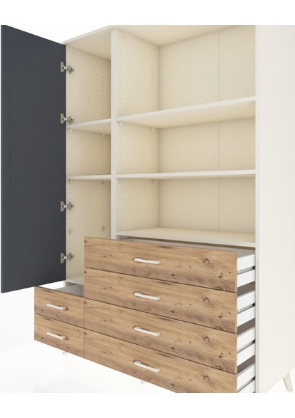 Hyperion Dolap 7 Raflı 6 Çekmeceli Tek Kapaklı 132X44X195 Aytaşı-Antrasit/çam fırsatları