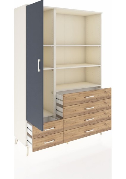 Hyperion Dolap 7 Raflı 6 Çekmeceli Tek Kapaklı 132X44X195 Aytaşı-Antrasit/çam indirimleri