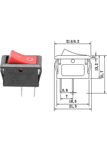 2 Pin Kırmızı Anahtar Switch Mini Buton KCD1 Plastik Açma Kapama ON / OFF 5A 220V 10A 125V Latch Kilitlemeli Rocker modelleri