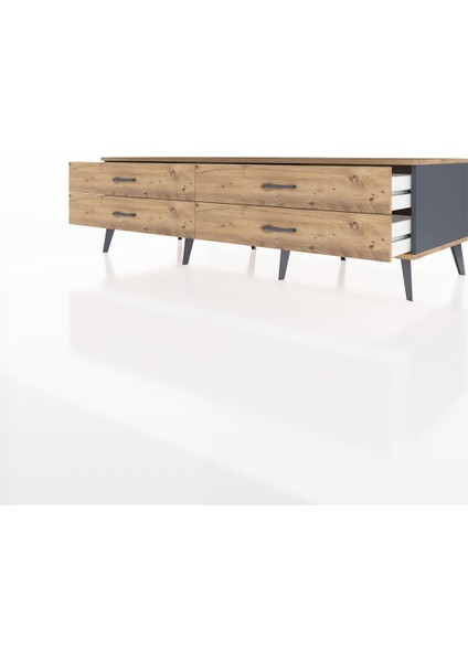 Kronos Tv Ünitesi 4 Çekmeceli 176X59X51 Antrasit-Çam/çam modelleri