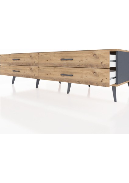 Kronos Tv Ünitesi 4 Çekmeceli 176X59X51 Antrasit-Çam/çam fırsatları