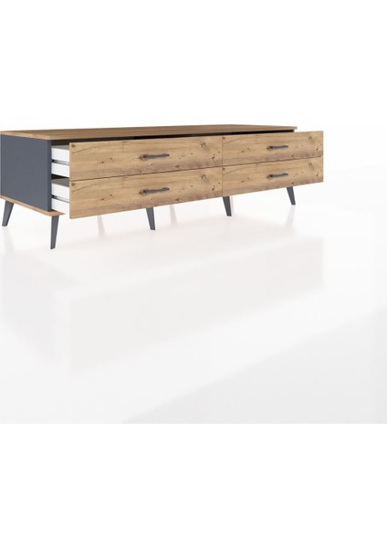 Kronos Tv Ünitesi 4 Çekmeceli 176X59X51 Antrasit-Çam/çam indirimleri