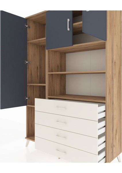 Hyperion Dolap 7 Raflı 4 Çekmeceli 3 Kapaklı 132X44X195 Çam-Antrasit/aytaşı fırsatları