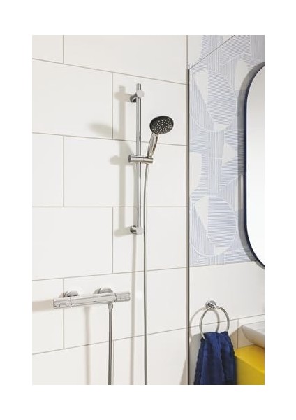 Start 100 Sürgülü Duş Seti, 600 mm Sürgülü Ray, 100 mm El Duşu 1 Akışlı, 1750MM Duş Hortumu, Düşmeye Dayanıklı, Su Tasarruflu, Kireç Önleyici Sistem, Duş Başlığı, Krom, 27942000 modelleri