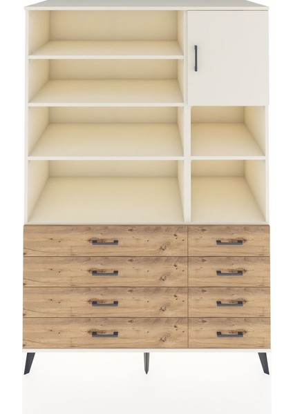 Kronos Dolap 8 Raflı 8 Çekmeceli Tek Kapaklı 132X59X195 Aytaşı-Aytaşı/çam