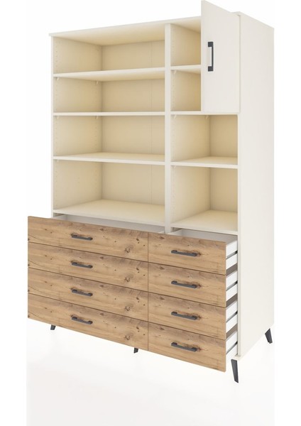 Kronos Dolap 8 Raflı 8 Çekmeceli Tek Kapaklı 132X59X195 Aytaşı-Aytaşı/çam modelleri