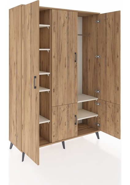 Hyperion Dolap 7 Raflı 5 Kapaklı Tek Askılı 132X44X195 Çam-Çam/aytaşı indirimleri