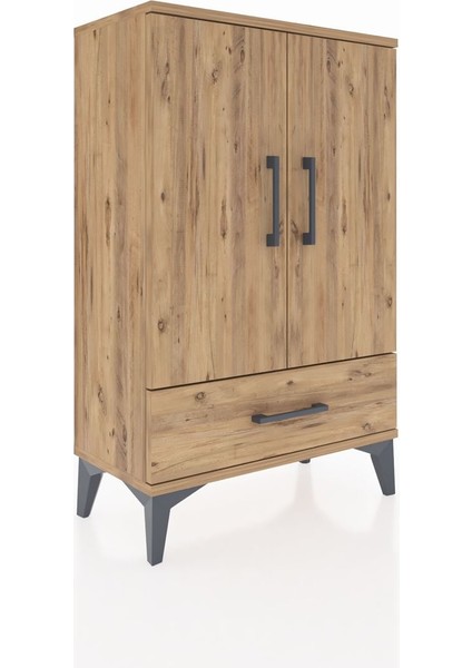 Arges Komodin 2 Raflı Tek Çekmeceli 2 Kapaklı 60X30X96 Çam-Çam fiyatları