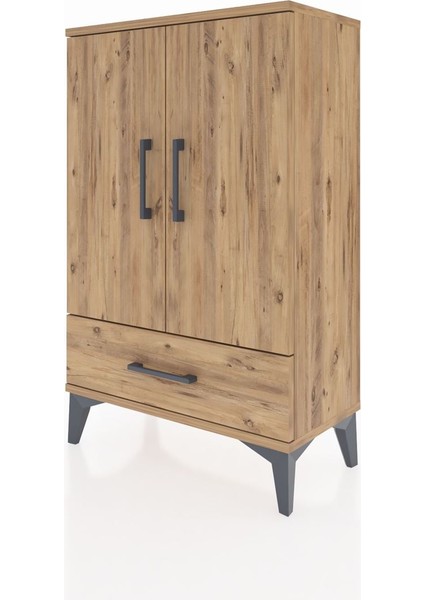 Arges Komodin 2 Raflı Tek Çekmeceli 2 Kapaklı 60X30X96 Çam-Çam modelleri